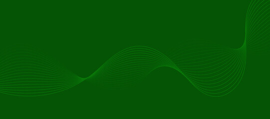 Vector abstract green background with dynamic green waves, lines.	
