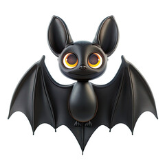 Black bat 3d icon white background. Best for graphic design materials.