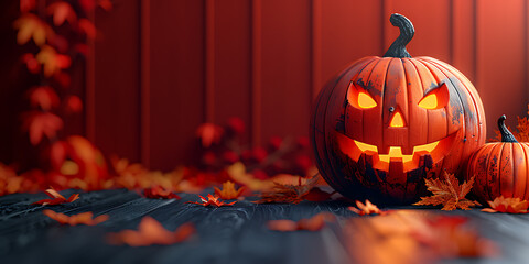 Minimalistic Halloween Canvas with Pumpkin Banner