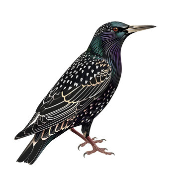 recommend clip art: Vector 3D illustration of a common starling bird on a white background. Suitable for crafting and digital design projects.[A-0003]