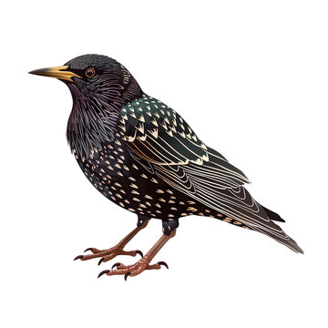recommend clip art: Vector 3D illustration of a common starling bird on a white background. Suitable for crafting and digital design projects.[A-0002]