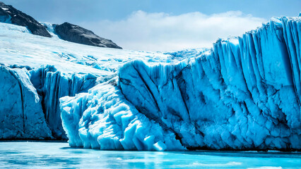 Beautiful ice blue glacier 16:9 with copyspace
