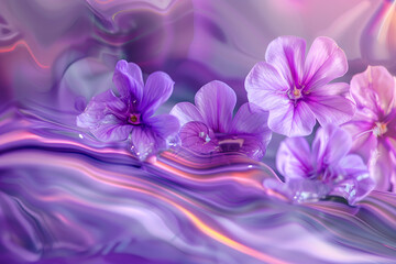 Serene purple flowers on water ripple