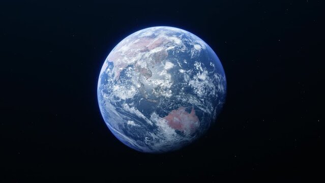 Rotating planet Earth from space. Textures from the NASA website