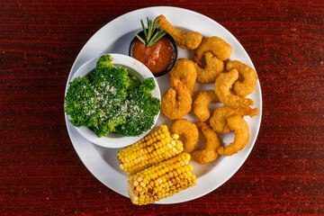 Fried shrimp with vegetables