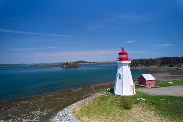 The Mulholland Point Lighthouse on Campobello Island in Canada's New Brunswick Province on the Lubec Narrows waterway