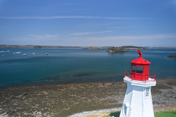 The Mulholland Point Lighthouse on Campobello Island in Canada's New Brunswick Province on the Lubec Narrows waterway