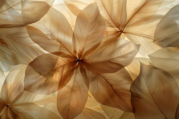 Abstract floral design with translucent leaves