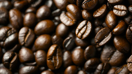 Coffee grains background 16:9 with copyspace
