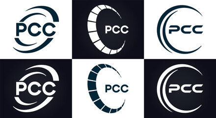 PCC logo. P C C design. White PCC letter. PCC, P C C letter logo design. P C C letter logo design in FIVE, FOUR, THREE, style. letter logo set in one artboard. P C C letter logo vector design.