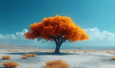 Lone Tree in Desert.