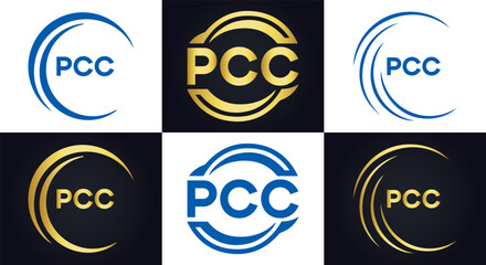 PCC logo. P C C design. White PCC letter. PCC, P C C letter logo design. P C C letter logo design in FIVE, FOUR, THREE, style. letter logo set in one artboard. P C C letter logo vector design.