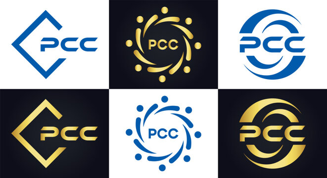 PCC logo. P C C design. White PCC letter. PCC, P C C letter logo design. P C C letter logo design in FIVE, FOUR, THREE, style. letter logo set in one artboard. P C C letter logo vector design.