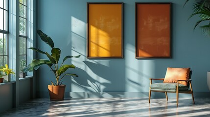 Chic Mock-Up Display: Vertical Posters Staged Against White Backdrop