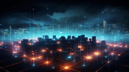 Naklejka premium Digital network with bright highlights