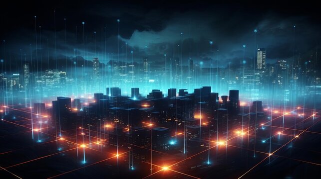 Digital network with bright highlights