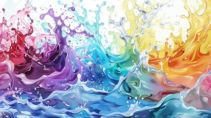 Colorful Anime Style Water Splashes Illustration