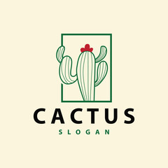 Cactus logo vector desert green plant design elegant style symbol Icon Illustration