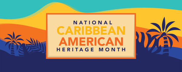 Caribbean American Heritage Month in June. Culture Month to the people of America. Celebrate annual with festival. Happy holiday. Poster, card, banner and background. Vector illustration