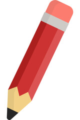 Red wooden pencil for writing isolated on white background.