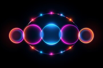 Glowing neon circles on a dark background