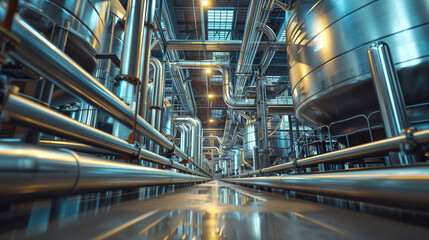 Obraz premium Massive Industrial Building With Numerous Pipes