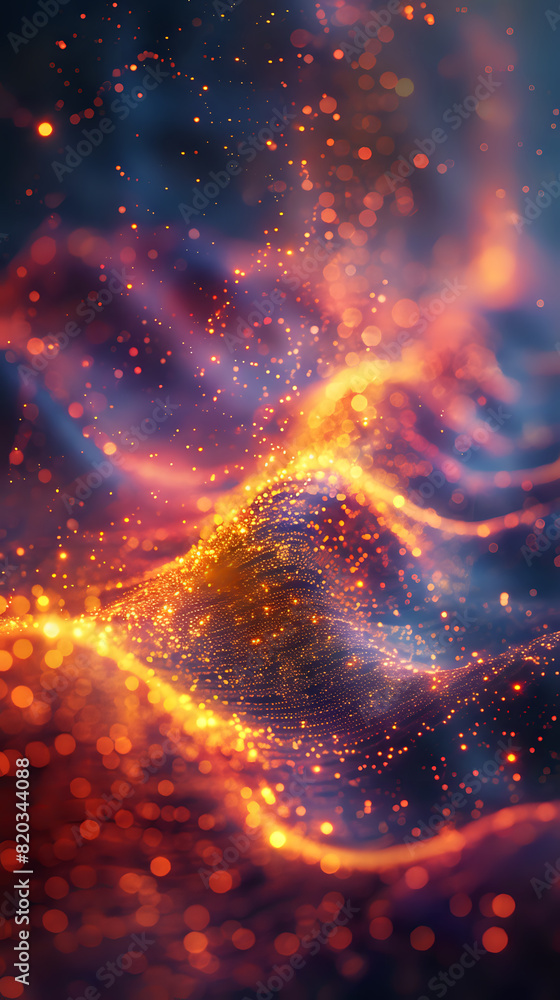 Aufkleber abstract fiery particle waves. abstract depiction of fiery particle waves in vibrant colors, perfect