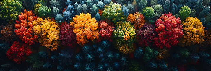 Naklejka na ściany i meble Autumn Drone Shot of Forest