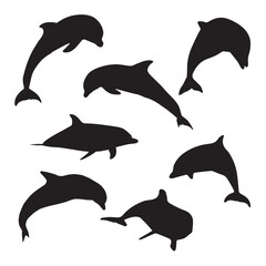 Fototapeta premium Dolphin Silhouette Set
