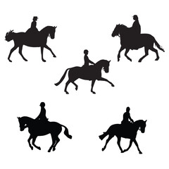 Equestrian Horse Riding Vector Art Silhouette Bundle
