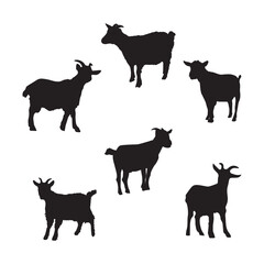 Goat Silhouette Vector Illustration Bundle