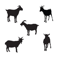 Set of Goat Vector Silhouette Illustration 