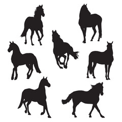 Horse Silhouette Vector Illustration Set