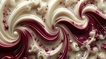 Swirling maroon and cream fluid patterns with a glossy finish.