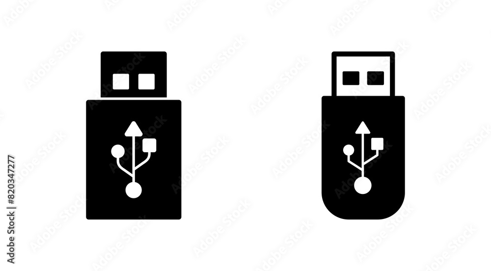 Poster usb icon set. flash disk icon vector