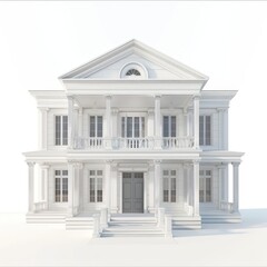 3d rendering of classic house on white background