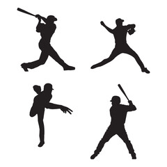 Baseball Player Silhouette Set