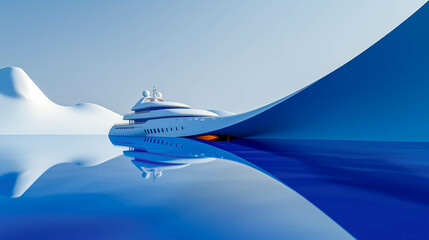 An abstract cruise ship, minimal summer concept