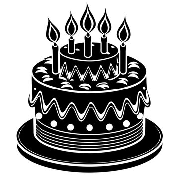 recommend clip art: birthday cake with candles silhouette vector illustration