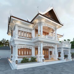 Obraz premium 3d rendering of classic house on white background