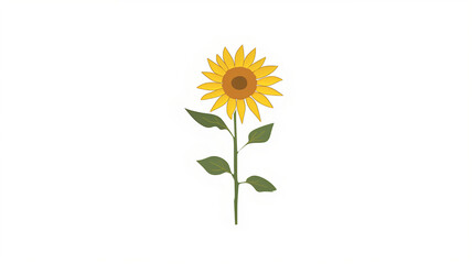 Minimalist Illustration of a Single Sunflower on a White Background