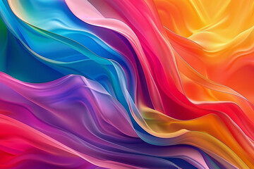 Abstract colorful background with smooth curves and waves, creating an elegant and vibrant design for presentation or advertising backgrounds. The colors include bright shades