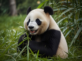 Giant panda eating bamboo