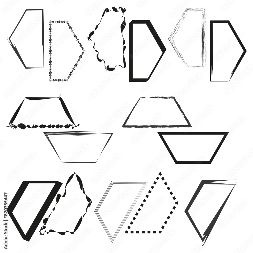 Poster assorted geometric shapes set. distressed and clean edges. vector design elements.