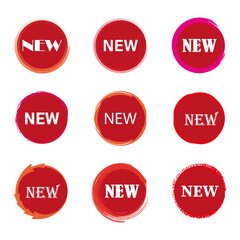 New label collection. Variety of red and pink vector tags.