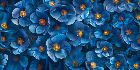 beautiful artificial flowers, decorative hand craft on artistic  blue background. 
