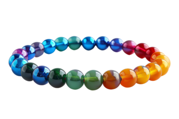 Colorful beads bracelet isolated on black background