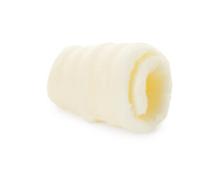 One tasty butter curl isolated on white