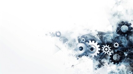 Abstract background with gears and technological elements, vector illustration or banner design for business technology concept