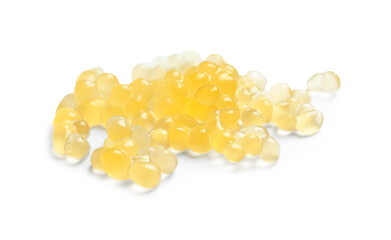 Pile of fresh pike caviar isolated on white